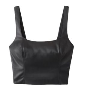Abercrombie Vegan Leather Square Neck Corset Top